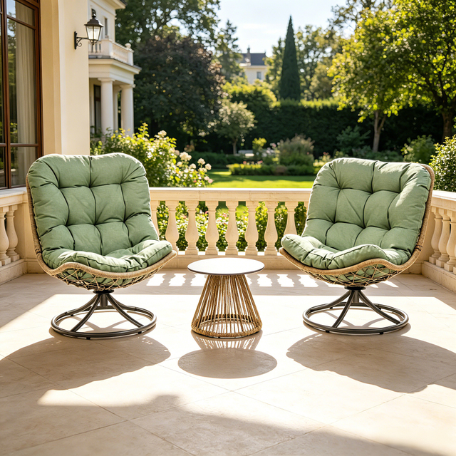 Salbeigrünes 360° drehbares Terrassen-Bistro-Set