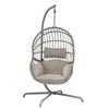 Grauer Rattan-Ei-Hängesessel mit Ständer